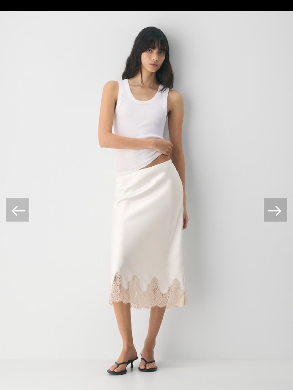Wilfred henrietta Satin Midi Skirt with Lace Trim